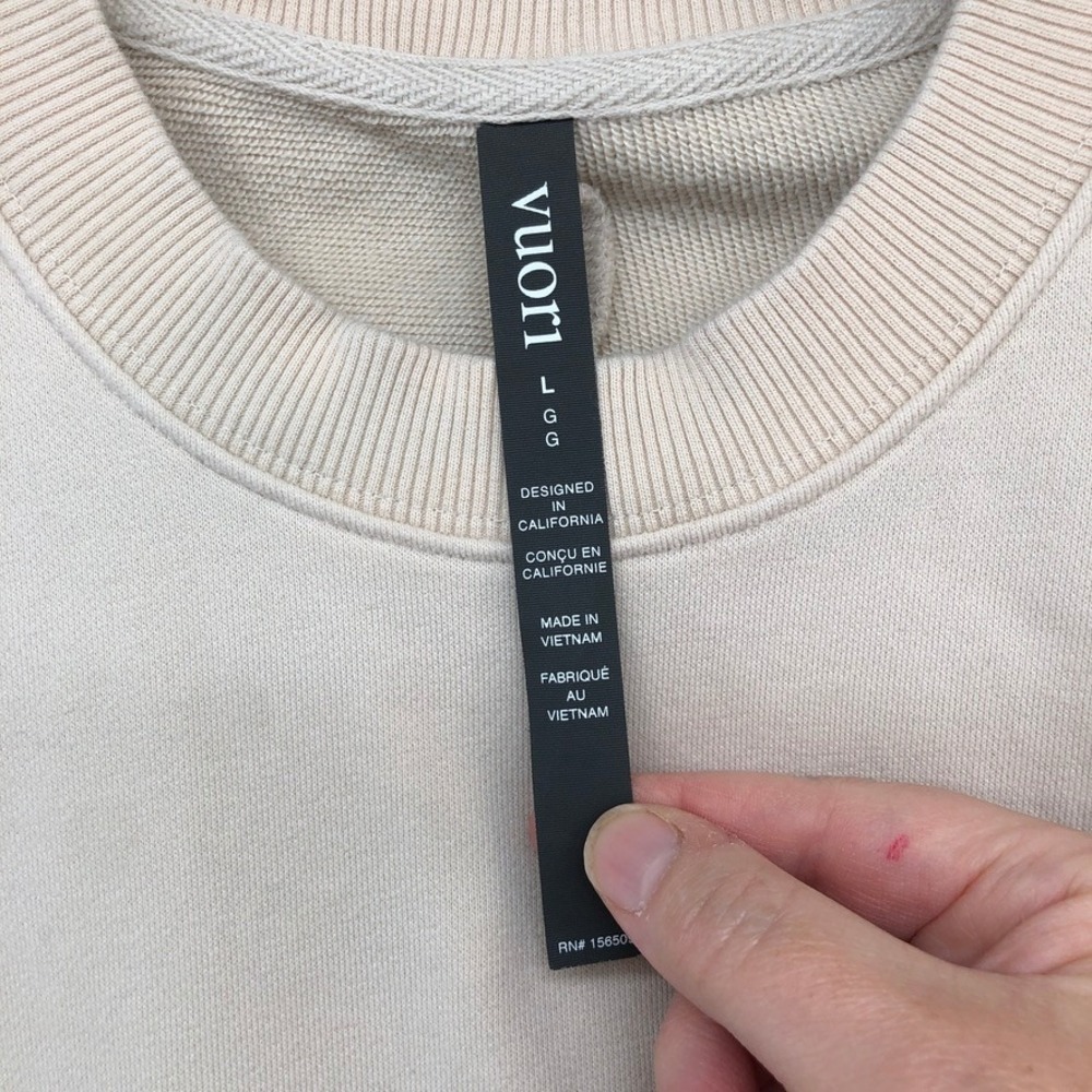 Vuori Sweatshirt Womens Large Cream VW298 Crewneck Pullover Ribbed Cotton Blend - Picture 3 of 7
